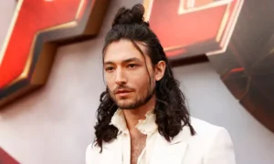 Ezra Miller arrives for the world premiere of The Flash. Photograph: Michael Tran/AFP/Getty Images